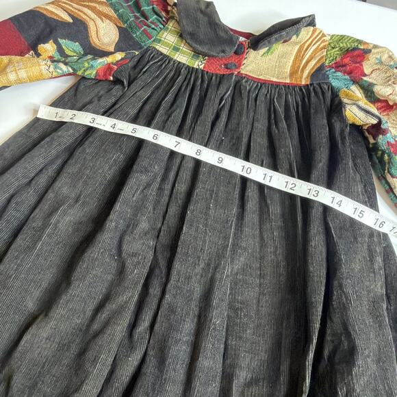Vintage Traditions Pamela Kline Girls Dress Size 3T Corduroy Floral Cottagecore - Picture 8 of 13